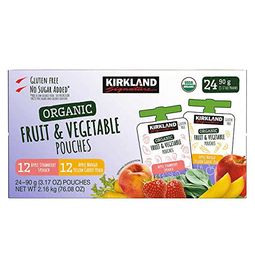 Kirkland Signature Organic Fruit & Vegetable Pouches, 3.2 Ounce (Pack of 24) - Packaging May Vary