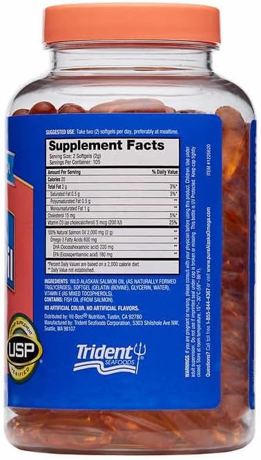 Pure Alaska Omega Wild Salmon Oil 1000 mg., 210 Softgels