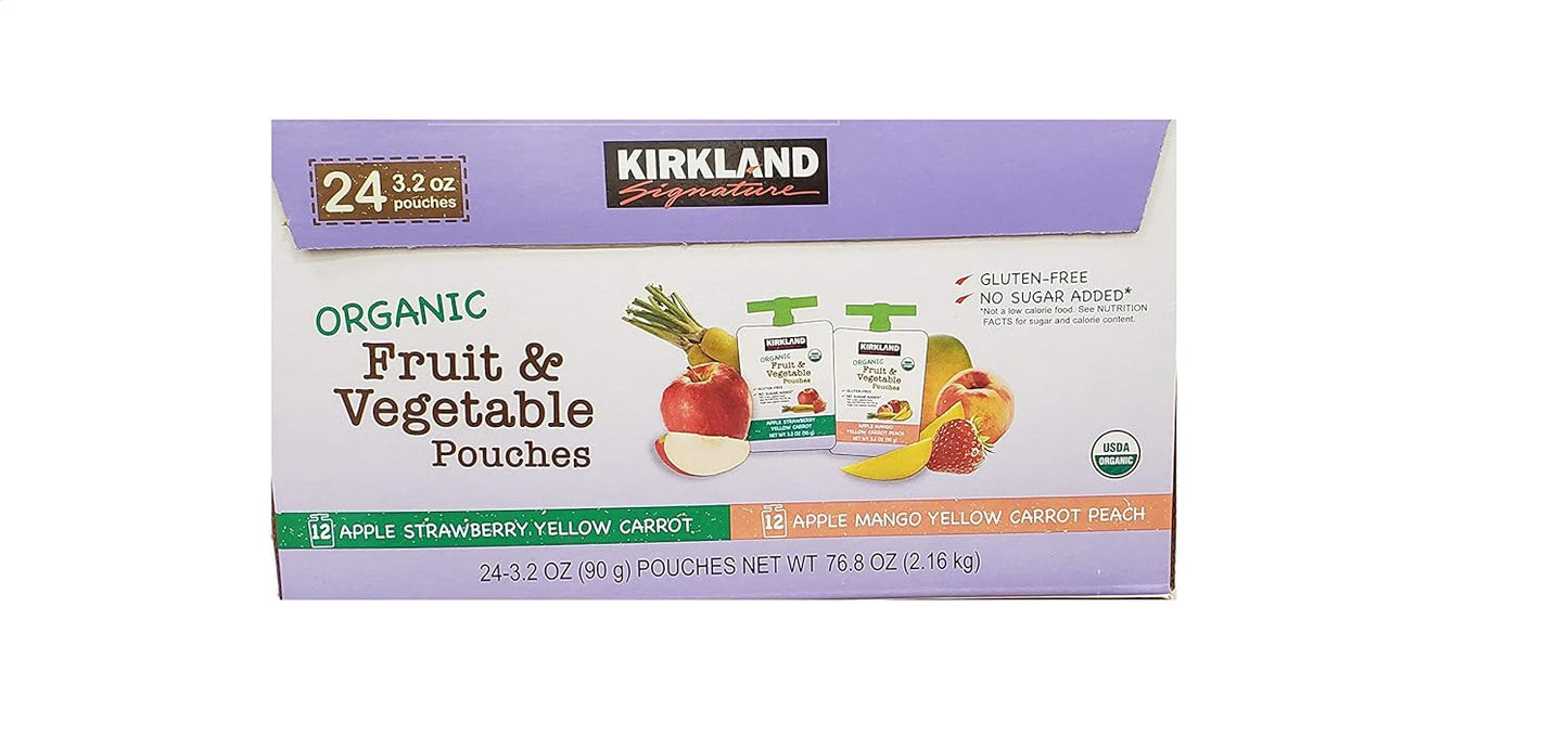 Kirkland Signature Organic Fruit & Vegetable Pouches, 3.2 Ounce (Pack of 24) - Packaging May Vary