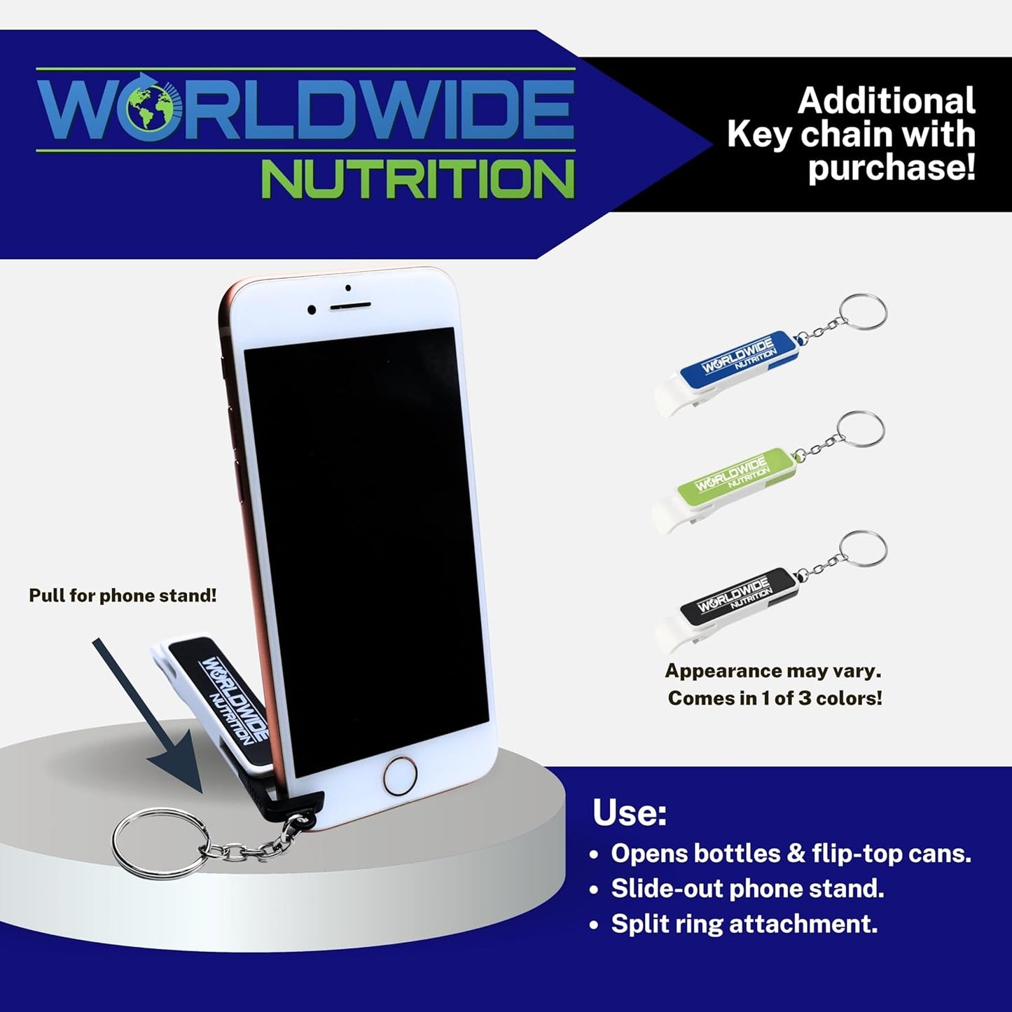 Worldwide Nutrition Bundle Compatible with Kirkland Signature Flex-Tech 13 Gallon Kitchen Garbage Bags with Drawstring Closure - 200 Count Pack of Tall Trash Bags for Kitchen with Keychain