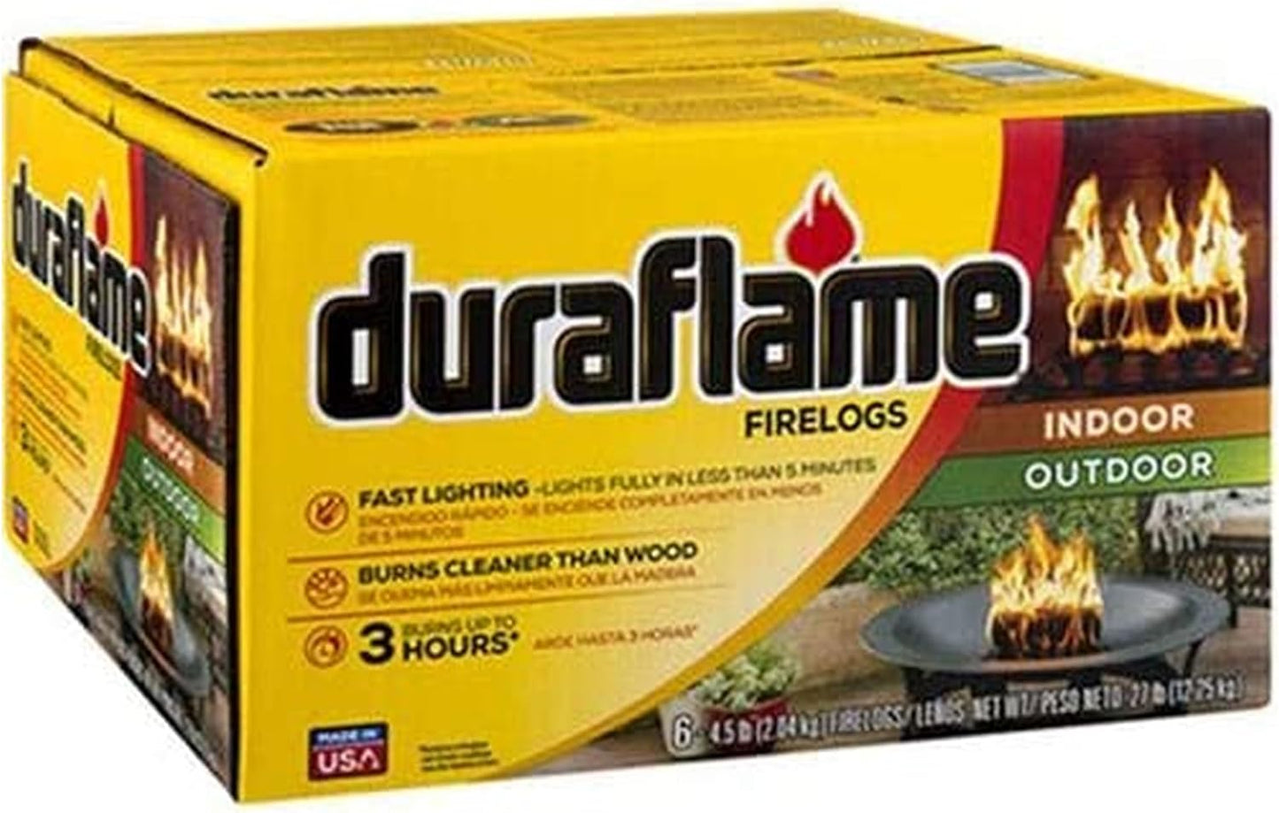 Duraflame 12-Pack Fire Logs, Indoor & Outdoor Fireplace Starter for Firepits and Bonfires