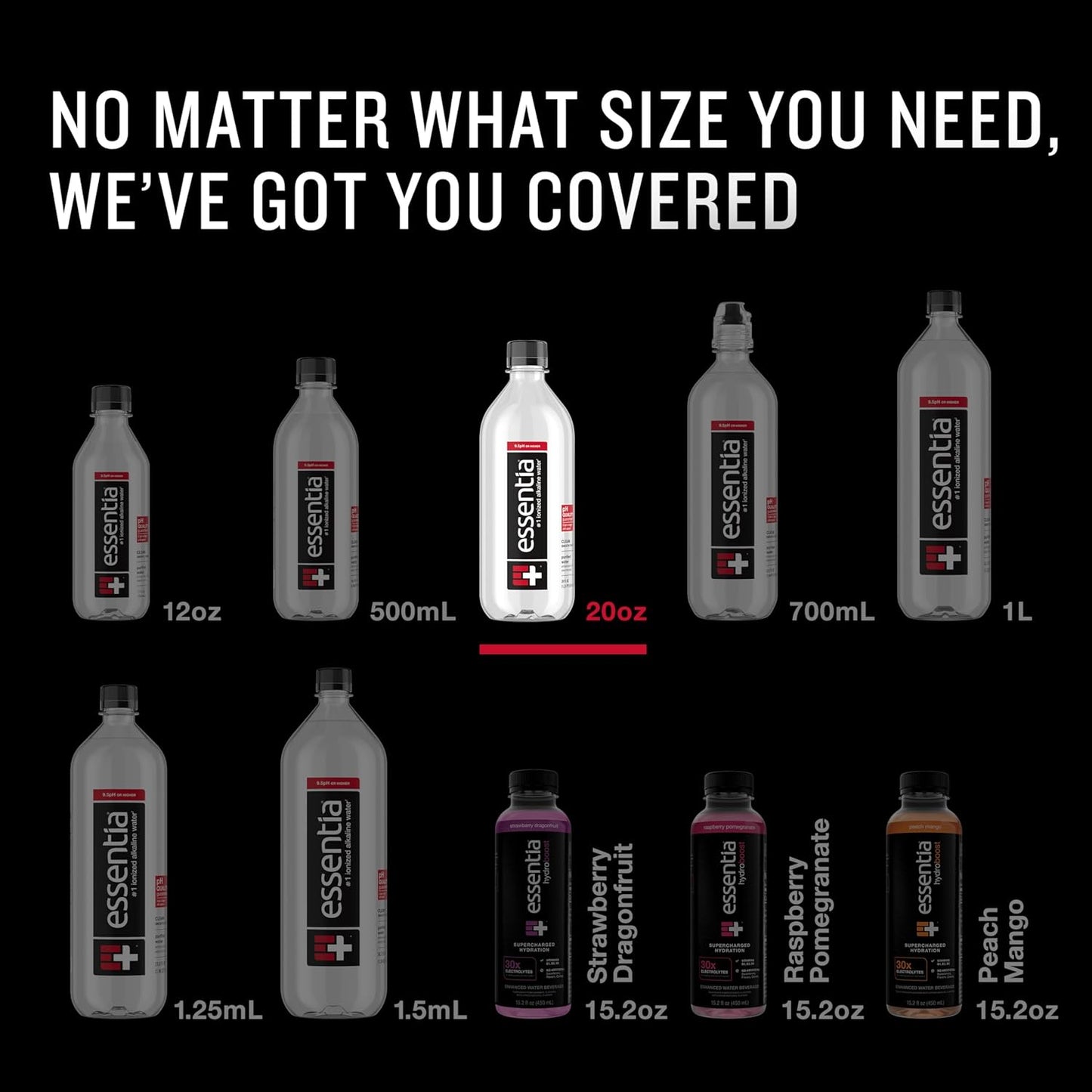 Essentia Bottled Water LLC, Ionized Alkaline Water; 99.9% Pure, Infused with Electrolytes, 9.5 pH or Higher a Clean, Smooth Taste, 20 Fl Oz (Pack of 24)