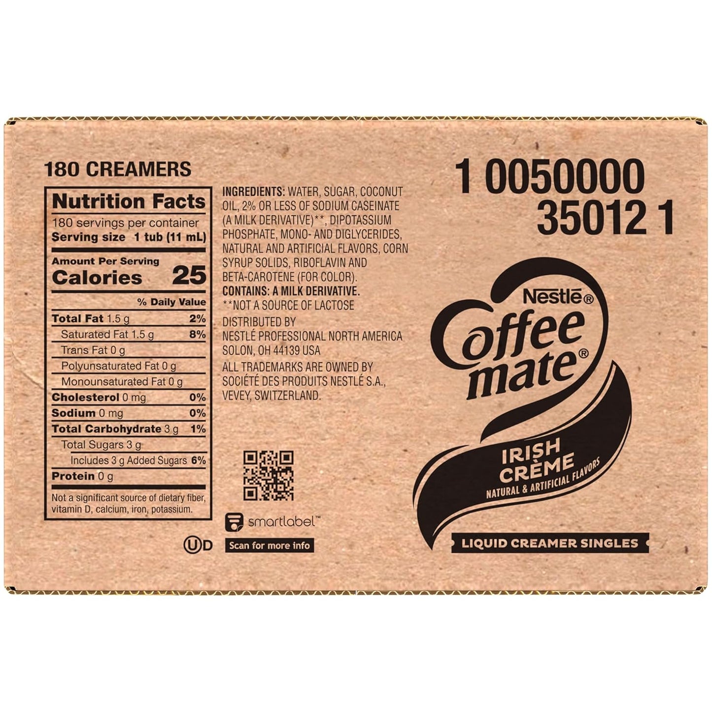 Nestle Coffee mate Coffee Creamer, Hazelnut, Liquid Creamer Singles, Non Dairy, No Refrigeration, 0.375 fl oz Tubs (Pack of 180)