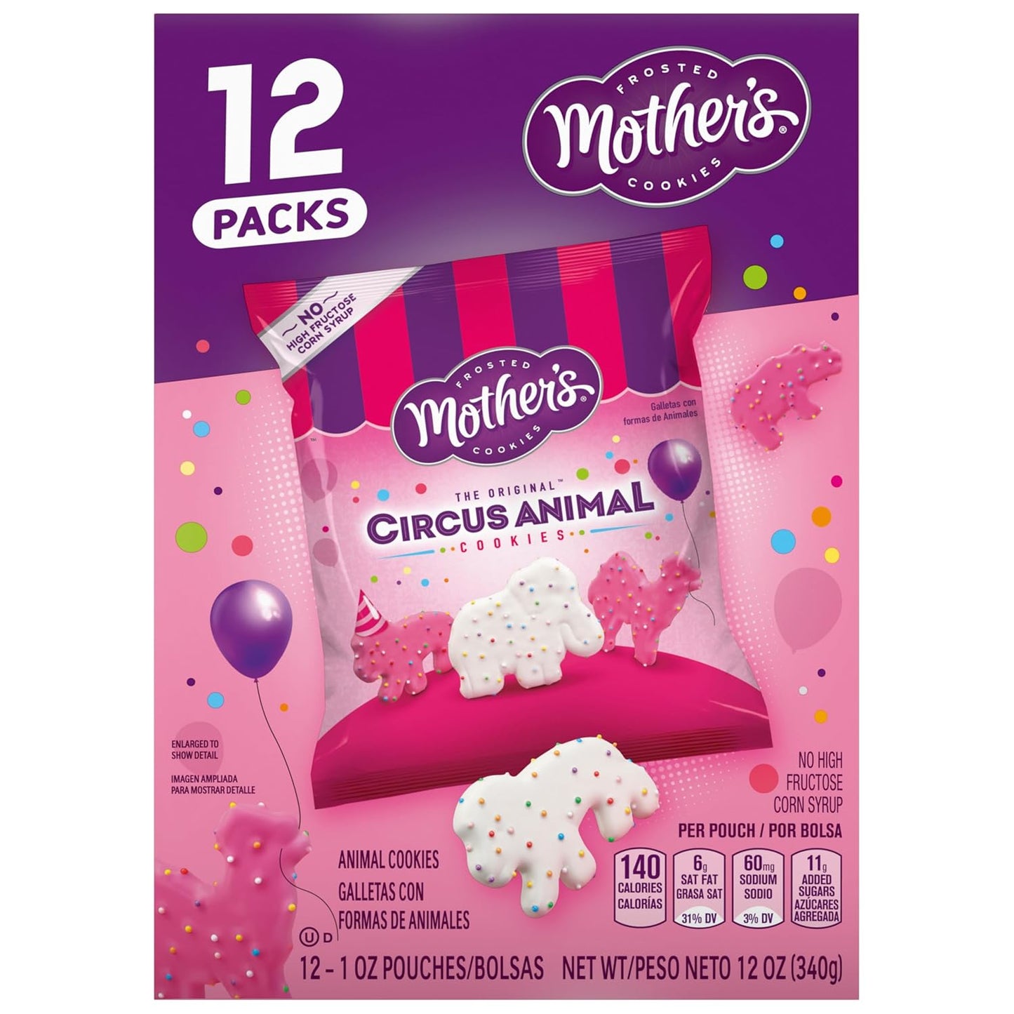 Mother's Cookies, Circus Animal, Caddy, 12 Ct. (Pack of 4)