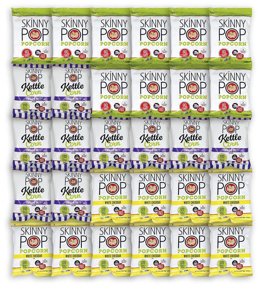 Bulk Popcorn, Skinny Pop Popcorn Individual Bags Variety Pack - Skinny Pop, 30 Packs of 3 Flavors| Bentley Assortment