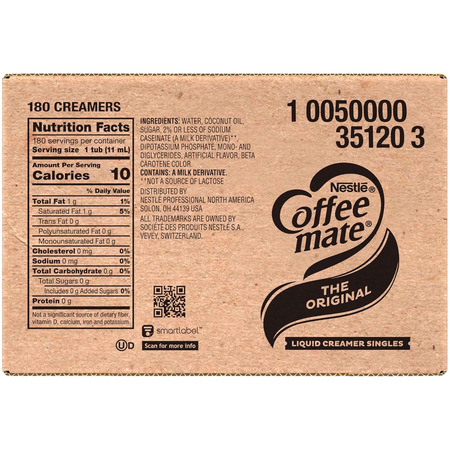 Nestle Coffee mate Coffee Creamer, Hazelnut, Liquid Creamer Singles, Non Dairy, No Refrigeration, 0.375 fl oz Tubs (Pack of 180)
