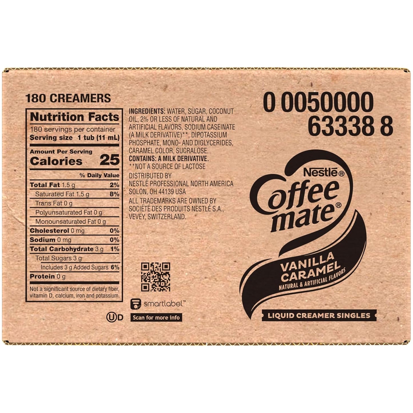 Nestle Coffee mate Coffee Creamer, Hazelnut, Liquid Creamer Singles, Non Dairy, No Refrigeration, 0.375 fl oz Tubs (Pack of 180)