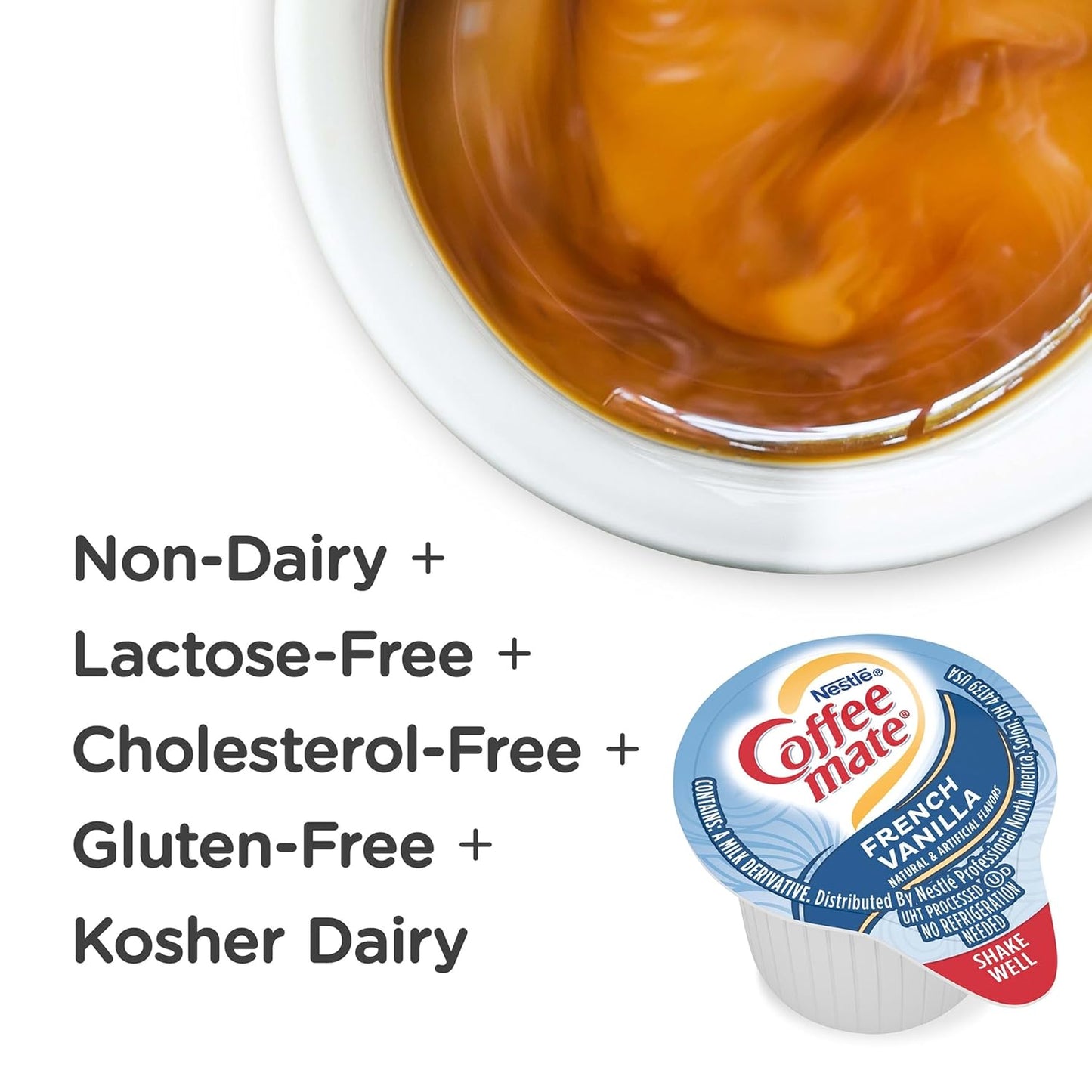 Nestle Coffee mate Coffee Creamer, Hazelnut, Liquid Creamer Singles, Non Dairy, No Refrigeration, 0.375 fl oz Tubs (Pack of 180)