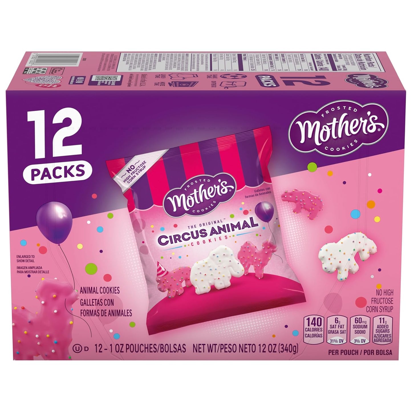 Mother's Cookies, Circus Animal, Caddy, 12 Ct. (Pack of 4)