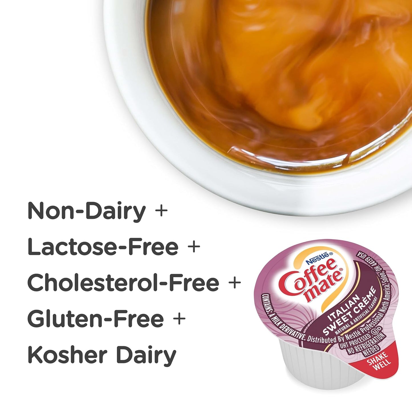 Nestle Coffee mate Coffee Creamer, Hazelnut, Liquid Creamer Singles, Non Dairy, No Refrigeration, 0.375 fl oz Tubs (Pack of 180)