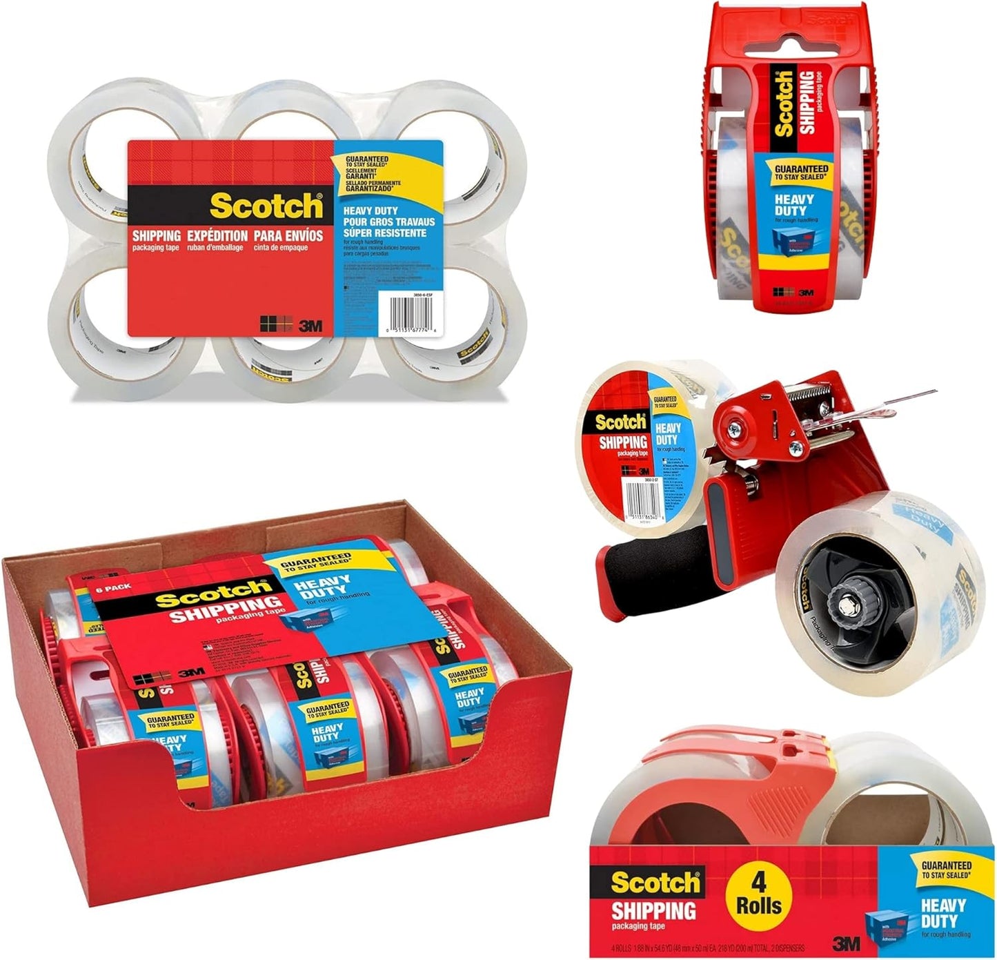 Scotch Heavy Duty Shipping Packaging Tape, 1.88 Inches x 54.6 Yards, 8 Rolls (3850-8), 436YD (400 m)