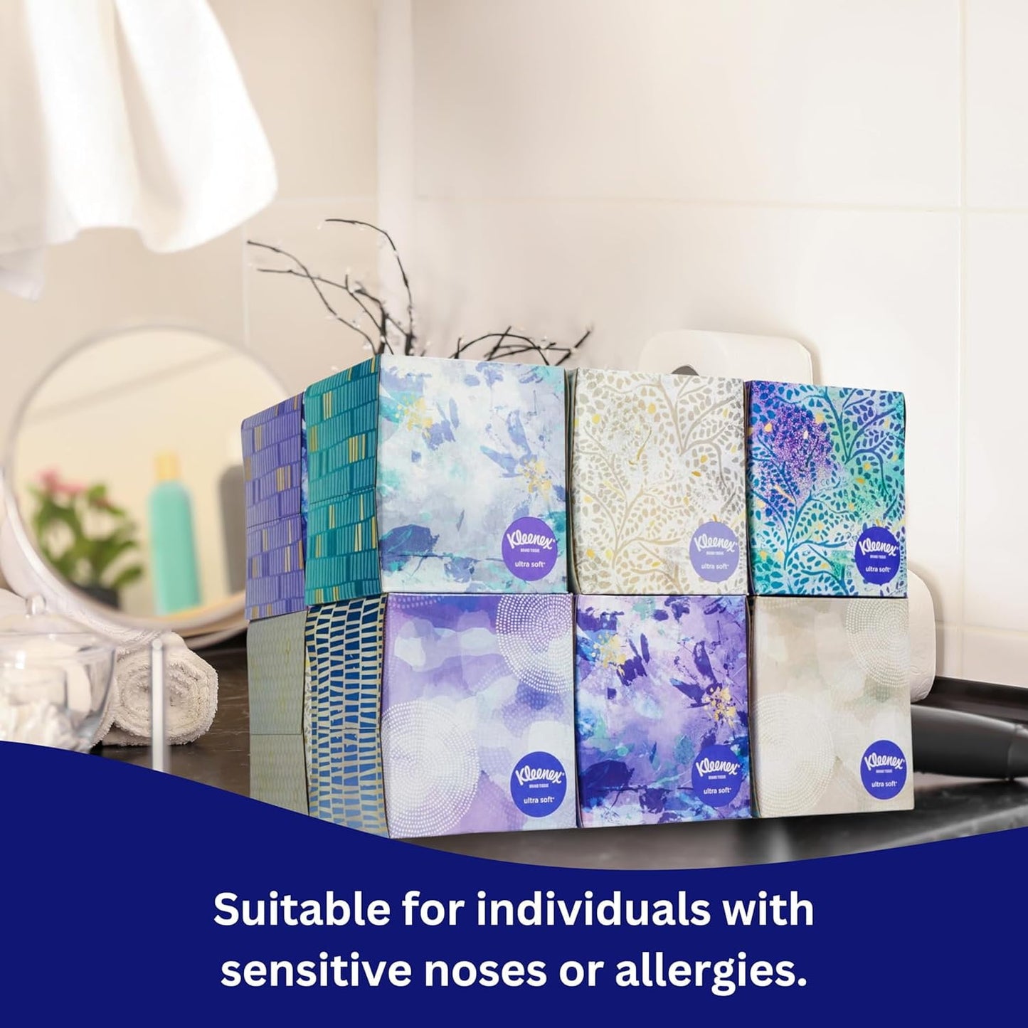 Kleenex Ultra Soft Facial Tissue, 3-Ply, 85-count, 12-pack