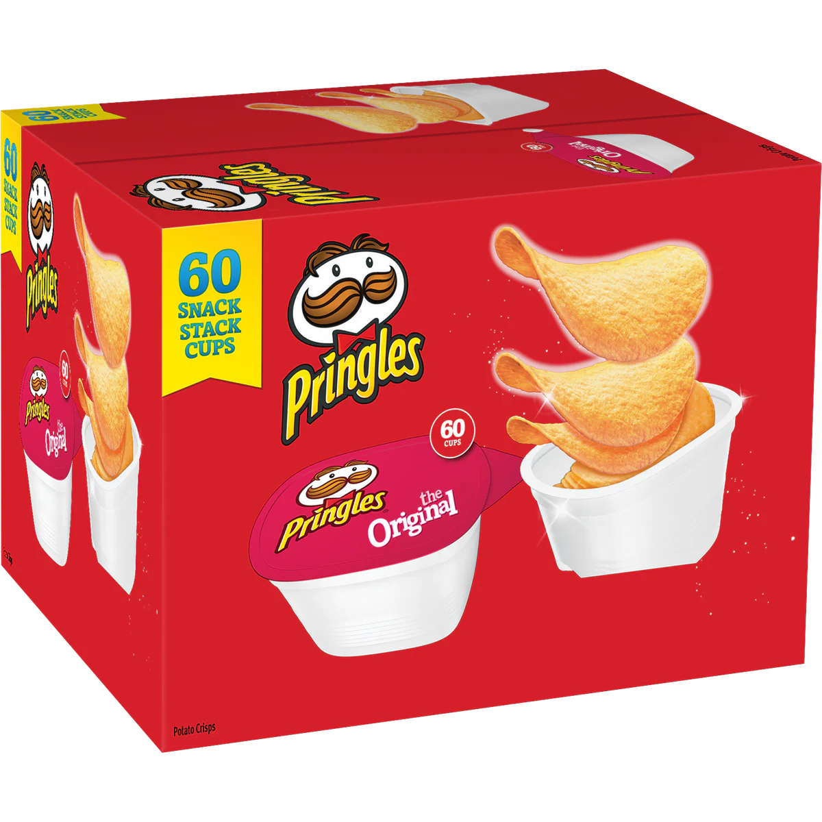 Pringles Potato Crisps Snack Stack Cups, Original, 0.67 oz, 60 ct