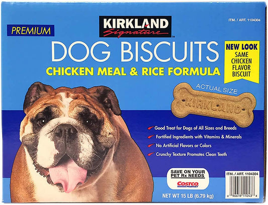 Un branded Kirkland Signature Chicken Meal & Rice Formula Dog Biscuits, 15 lbs