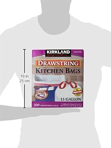 Kirkland Signature Drawstring Kitchen Trash Bags - 13 Gallon, 200 Count