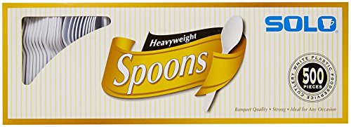 SOLO Cup Company Solo White Heavy Weight Spoons (500 Count), 1 Pack (Packaging may vary)