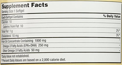 Kirkland Signature Natural Fish Oil Concentrate with Omega-3 Fatty Acids - 400 Softgels (Pack of 2)