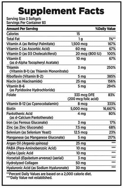 Nature's Hair, Skin & Nails Extra Strength 5,000 mcg Biotin Per Serving x 83 Servings (250 Softgels)