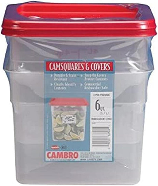 Cambro Set of 3 Square Food Storage Containers with Lids, 2 Quart