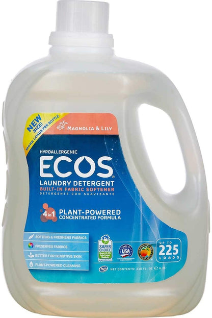 Earth Friendly Products Ecos Liquid Laundry Detergent, Magnolia and Lilies, 210 Ounce