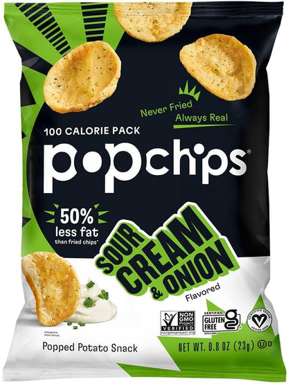 Popchips Variety Pack - Baked Potato Chips Snack Bag Healthy Assortment (30 Count)