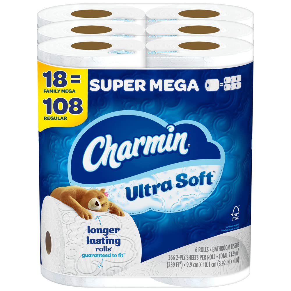 Charmin Ultra Soft Mega Roll Toilet Paper, 12 Count