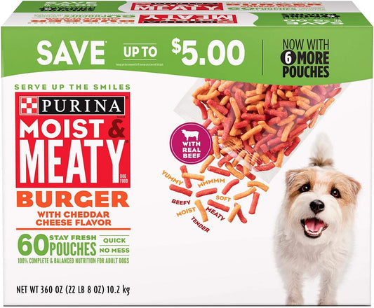 Purina Moist And Meaty Burger For Pets With Cheddar Cheese Flavor, 54 Count