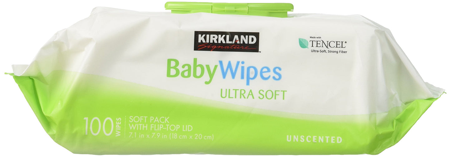 Kirkland Signature Baby Wipes, Ultra-Soft, Unscented, 100 Count Wipes Pack of 6