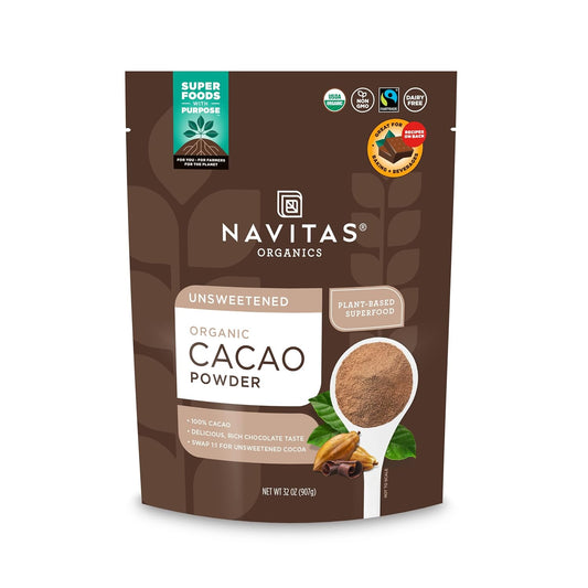 Navitas Organics Organic Cacao Powder, Regenerative Organic Certified, Non-GMO, Fair Trade, Gluten-Free 32oz