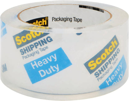 Scotch Heavy Duty Shipping Packing Tape, Clear, Shipping and Packaging Supplies, 1.88 in. x 54.6 yd., 36 Refill Tape Rolls