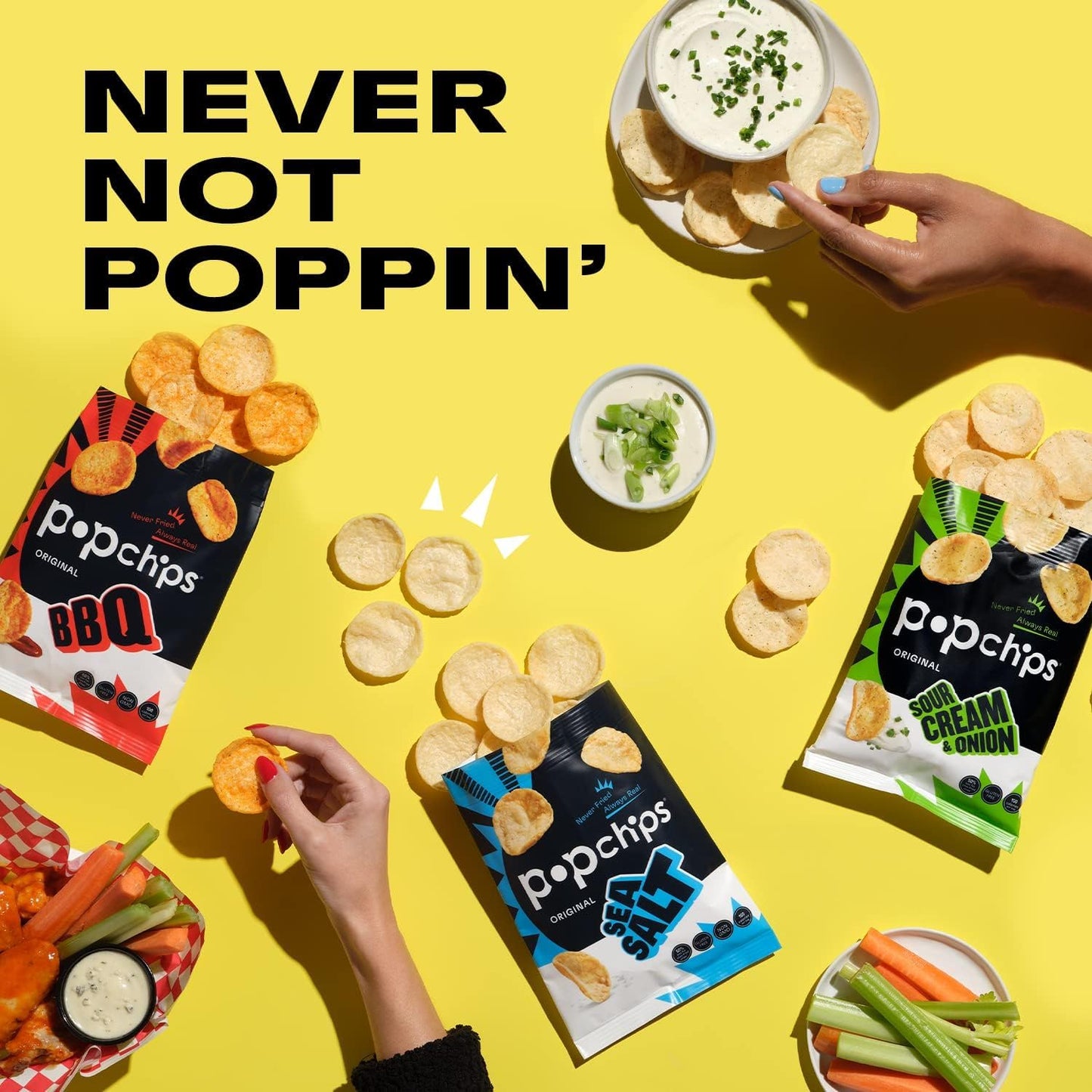 Popchips Variety Pack - Baked Potato Chips Snack Bag Healthy Assortment (30 Count)