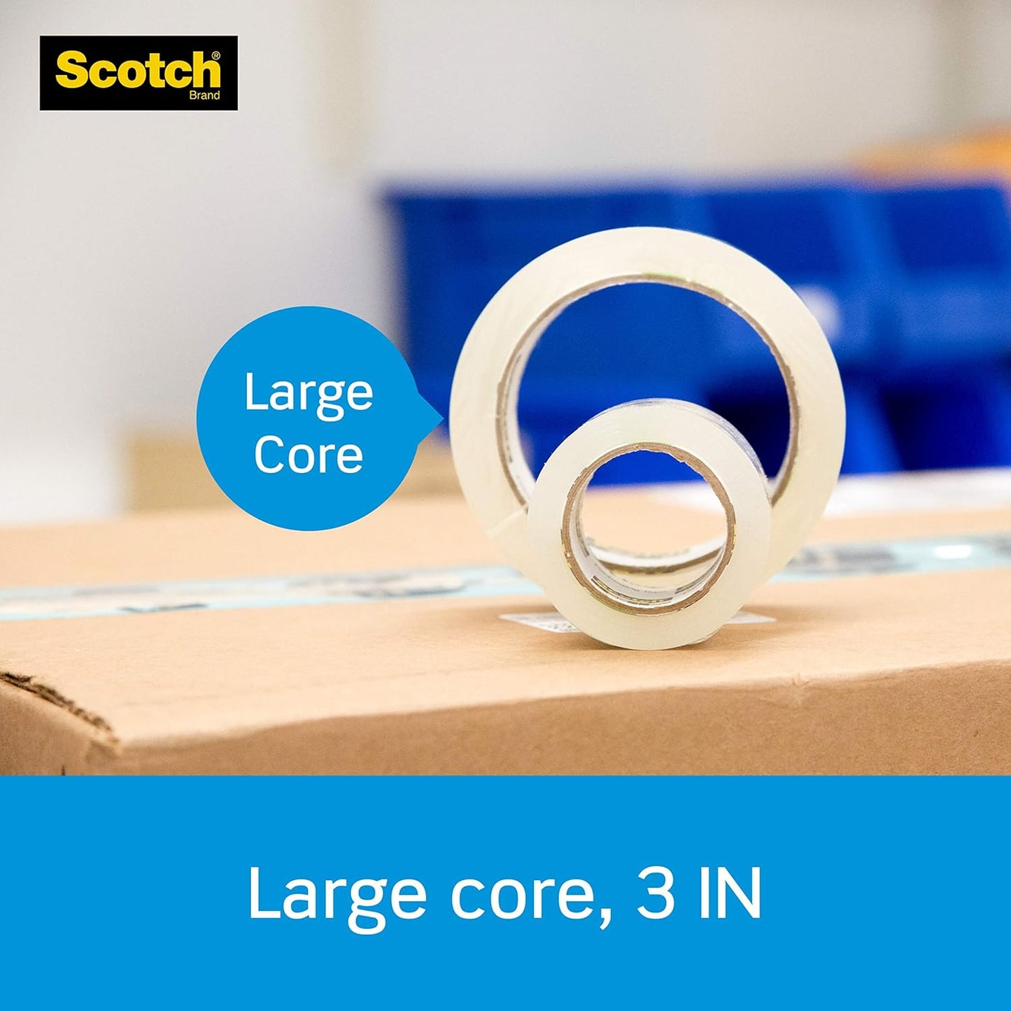 Scotch Heavy Duty Shipping Packing Tape, Clear, Shipping and Packaging Supplies, 1.88 in. x 54.6 yd., 18 Tape Rolls