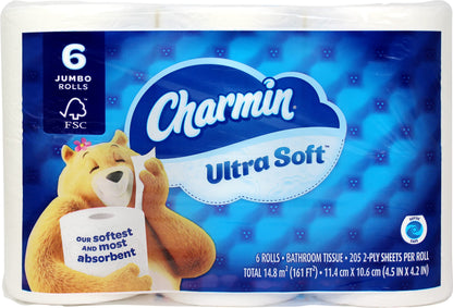 Charmin Ultra Soft Mega Roll Toilet Paper, 12 Count