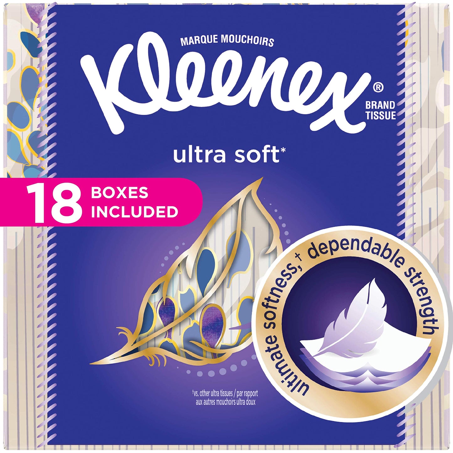 Kleenex Ultra Soft Facial Tissues, Cube Box, 75 Tissues per Cube Box, 18 Packs