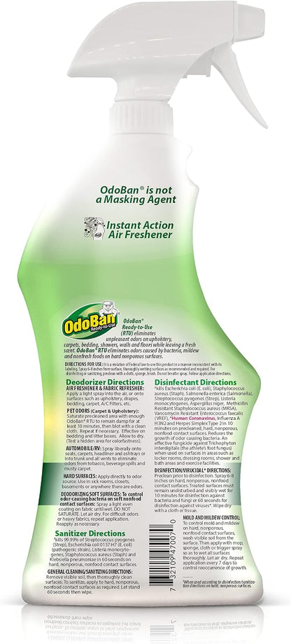 OdoBan Ready-to-Use Disinfectant and Odor Eliminator, Set of 2, 32 oz Spray and 1 Gallon Concentrate, Original Eucalyptus Scent