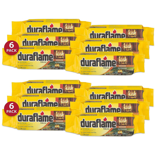 Duraflame 4.5 Pound 3 Hour Long Burn Time Indoor Outdoor Quick Light Fire Log for Camping, Firepits, Bonfires, and Fireplaces (12 Pack)