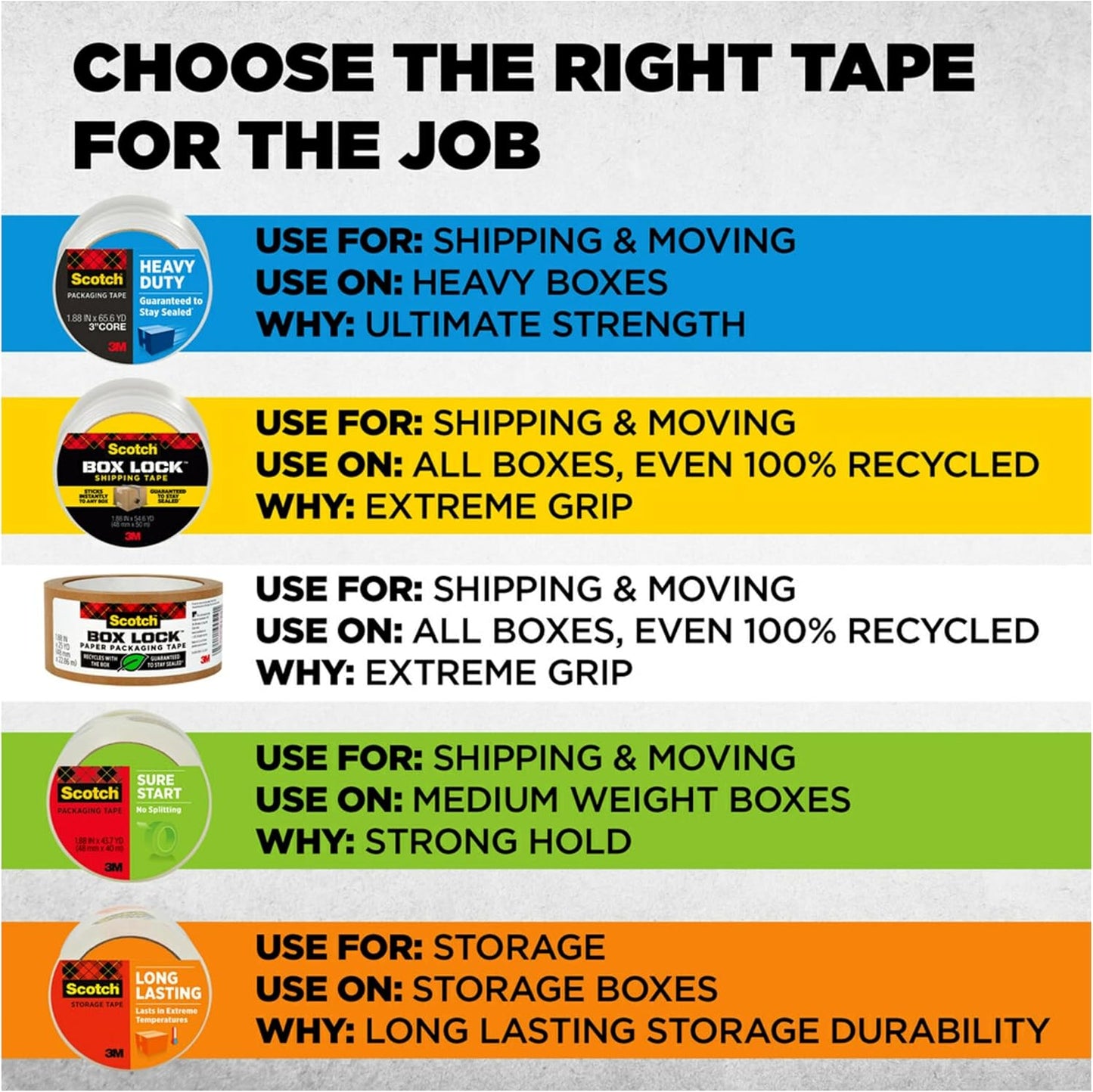 Scotch Heavy Duty Shipping Packing Tape, Clear, Shipping and Packaging Supplies, 1.88 in. x 54.6 yd., 18 Tape Rolls