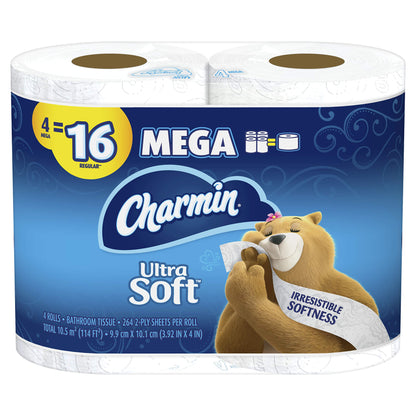 Charmin Ultra Soft Mega Roll Toilet Paper, 12 Count