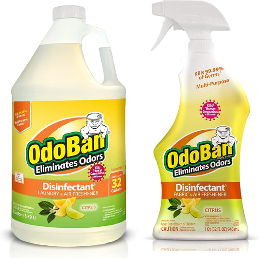 OdoBan Ready-to-Use Disinfectant and Odor Eliminator, Set of 2, 32 oz Spray and 1 Gallon Concentrate, Original Eucalyptus Scent