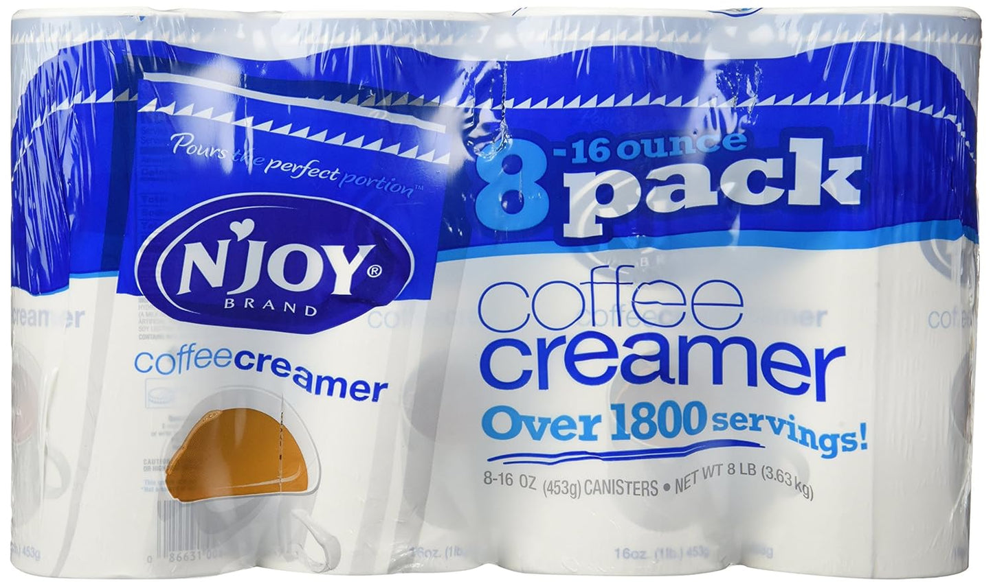 N'JOY Coffee Creamer, 16 Ounce Canisters, Pack of 8
