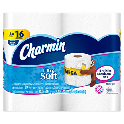 Charmin Ultra Soft Mega Roll Toilet Paper, 12 Count