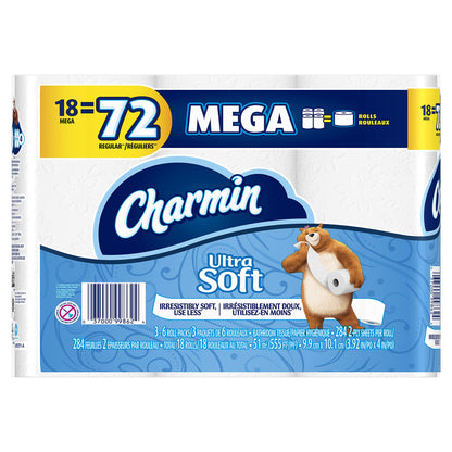 Charmin Ultra Soft Mega Roll Toilet Paper, 12 Count