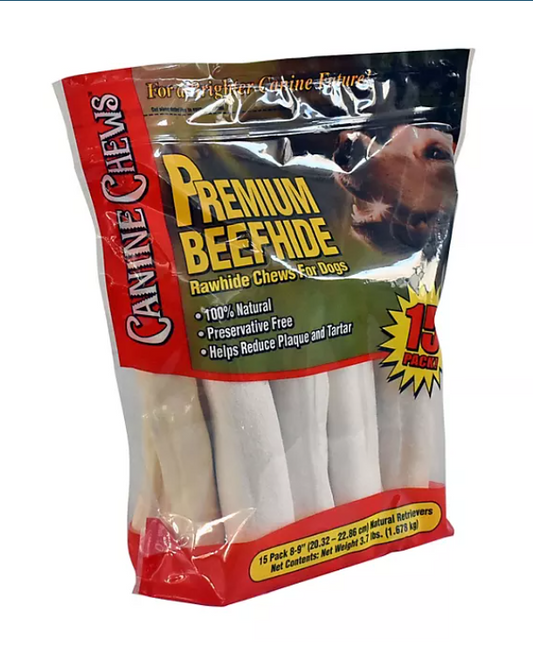 Canine Chews Premium All-Natural Beef Hide Canine Retrievers (15 ct.)