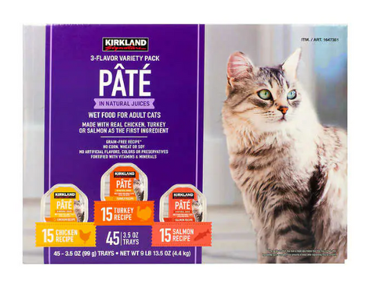 Kirkland Signature Pate Cat Food Variety Pack, 3.5 oz, 45-count