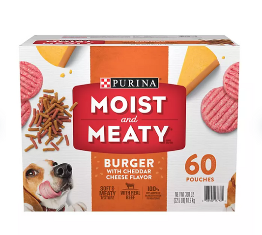 Purina Moist & Meaty Dog Food, Burger with Cheddar Cheese Flavor (6 oz., 60 ct.)