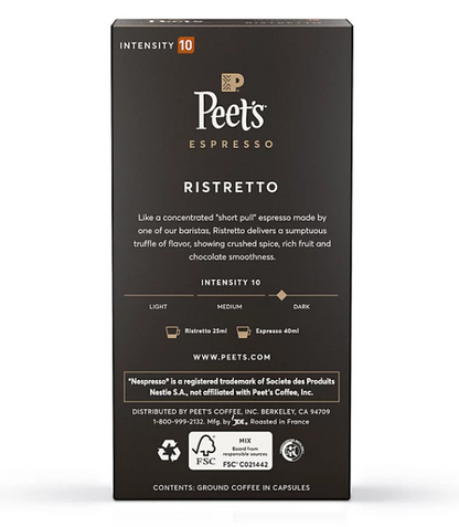 Peet's Coffee Ristretto Intensity 10 Dark Roast Pods (50 ct.)