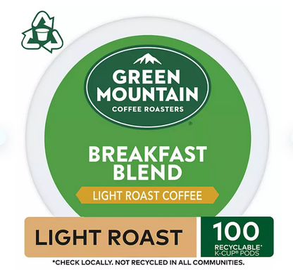 Green Mountain Coffee Breakfast Blend K-Cup Pods (100 ct.)