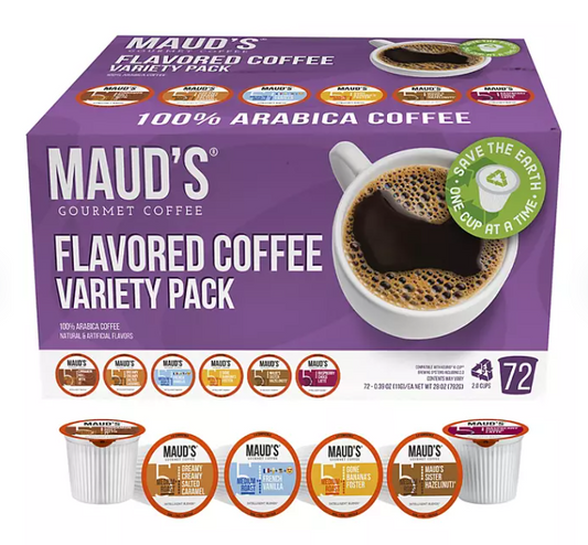 Maud's Gourmet 100% Arabica Coffee Single Serve Pods, Variety Pack (72 ct.)