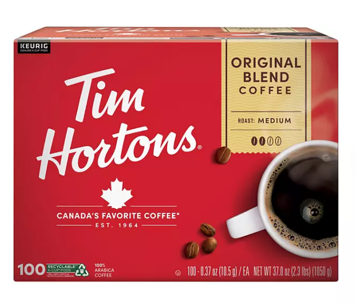 Tim Hortons Premium Medium Roast K-Cup Coffee Pods, Original Blend (100 ct.)