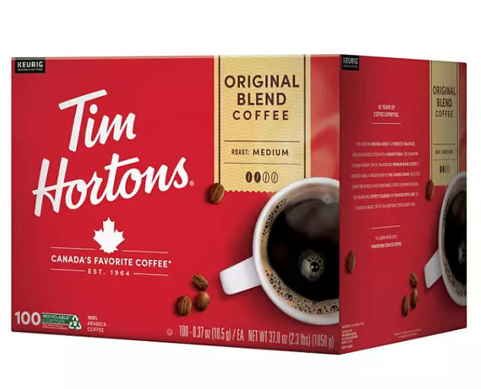 Tim Hortons Premium Medium Roast K-Cup Coffee Pods, Original Blend (100 ct.)